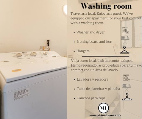 VH | Condesa loft | Patio & washer | 72 19 Virtual Homes